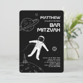Bar Mitzvah Black en White Modern Astronaut Kaart (Staand voorkant)