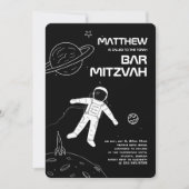 Bar Mitzvah Black en White Modern Astronaut Kaart (Voorkant)