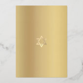 Bar Mitzvah Black Modern Script Stylish Real Gold Folie Uitnodiging (Achterkant)