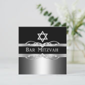 Bar Mitzvah Black Silver Metal Boy 2 Kaart (Staand voorkant)