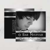 Bar Mitzvah Black Silver Metal Man 2 Kaart (Voorkant / Achterkant)