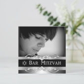 Bar Mitzvah Black Silver Metal Man 2 Kaart (Staand voorkant)
