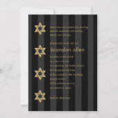 Bar Mitzvah Black Stripe Gold Star Kaart (Voorkant)