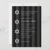 Bar Mitzvah Black Stripe Silver Star Kaart (Voorkant)