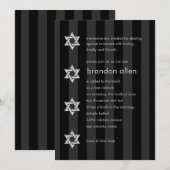 Bar Mitzvah Black Stripe Silver Star Kaart (Voorkant / Achterkant)