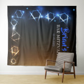 Bar Mitzvah Blau Foto Booth Feest Achtergrond Zwar Wandkleed (In Situ (horizontaal))