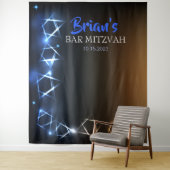 Bar Mitzvah Blau Fotohokje Feest Achtergrond Zwart Wandkleed (In situ)