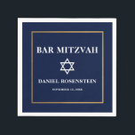 Bar Mitzvah Blauw en Goud Servet<br><div class="desc">Bar Mitzvah Blauw Wit Goud Lijst Papier Servet</div>