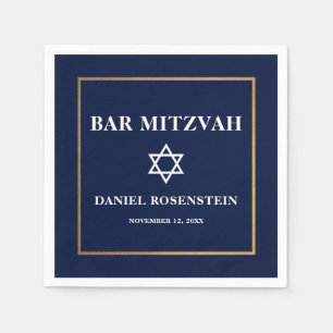 Bar Mitzvah Blauw en Goud Servet