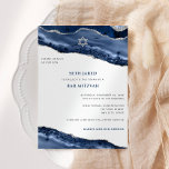 Bar Mitzvah Blauw en Zilveren Agaat Border Modern Kaart<br><div class="desc">Dit moderne ontwerp is voorzien van een prachtige blauwe en zilverige glittery agate rand en uw aangepaste tekst op de voor- en achterzijde indien nodig. Gebruik de vorm van de sjabloon om jouw tekst toe te voegen. De geavanceerde het uitgeven menu's, die door "te kiezen verder"worden betreden, zullen u toestaan...</div>