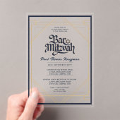 BAR MITZVAH Blauw Goud Elegant Helder Minimalist Acryl Uitnodigingen (Insitu (Draagbaar))