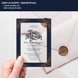 BAR MITZVAH Blauw Goud Elegante Luxe Minimalist Acryl Uitnodigingen<br><div class="desc">Deze moderne acryl Bar Mitswa Uitnodiging kan helder of bevroren zijn,  rechthoek of boog in de gewenste vorm om aan uw behoeften te voldoen. U kunt de kleur van de tekst wijzigen in ontwerpgereedschappen.</div>