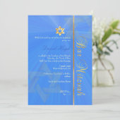 Bar Mitzvah/blauw/goud Kaart (Staand voorkant)