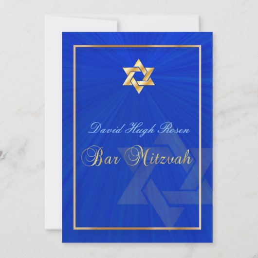 Bar Mitzvah/blauw/goud Kaart (Achterkant)