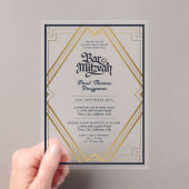 BAR MITZVAH Blauw Goud Luxe Minimalist Acryl Uitnodigingen (Insitu (Draagbaar))