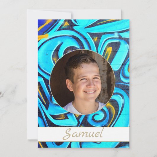 Bar Mitzvah Blauw Moderne Fotoster van David Kaart (Achterkant)