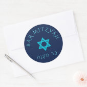Bar Mitzvah Blauw Ronde Sticker (Envelop)