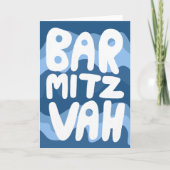 BAR MITZVAH Blauw Wavy Stripes Congrat Kaart (Voorkant)