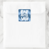 BAR MITZVAH Blauw Wavy Stripes Vierkante Sticker (Tas)