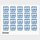 BAR MITZVAH  Blauw Wavy Stripes Vierkante Sticker (Vel)