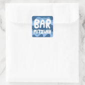 BAR MITZVAH  Blauw Wavy Stripes Vierkante Sticker (Tas)