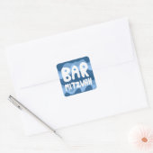BAR MITZVAH  Blauw Wavy Stripes Vierkante Sticker (Envelop)