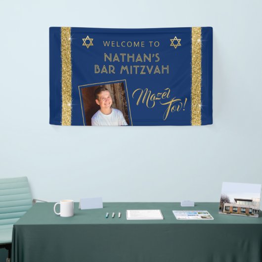 Bar Mitzvah Blauw Welkom Mazel Tov Banner (Beurs)