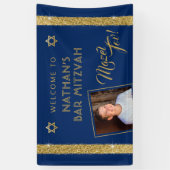 Bar Mitzvah Blauw Welkom Mazel Tov Banner (Verticaal)