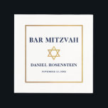 Bar Mitzvah Blauw Wit Goud Servet<br><div class="desc">Bar Mitzvah Blauw Wit Goud Lijst Papier Servet</div>