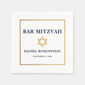Bar Mitzvah Blauw Wit Goud Servet (Voorkant)