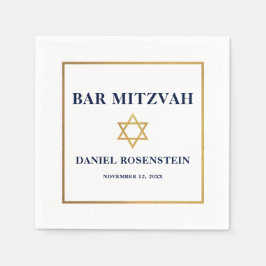 Bar Mitzvah Blauw Wit Goud Servet