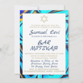 Bar Mitzvah Blauwe Ster van David Joodse Uitnodigi Kaart (Voorkant)