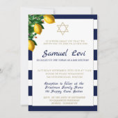 Bar Mitzvah Blauwe Streep Moderne Fotoster van Dav Kaart (Voorkant)