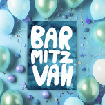 BAR MITZVAH  Blauwe Waterverf Gefeliciteerd Kaart<br><div class="desc">Hand getekende tekst door mij voor u met een kleurrijke waterverf achtergrond. Voeg je eigen tekst toe aan de binnenkant van de kaart. Kijk voor meer design en kleuren in mijn winkel! Of laat het me weten als je iets op maat wilt. Ik heb ook bijpassend inpakpapier en natuurlijk zowel...</div>