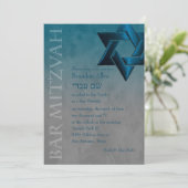 Bar Mitzvah Blauwgroen Blue Star van David Ombre Kaart (Staand voorkant)