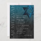 Bar Mitzvah Blauwgroen Blue Star van David Ombre Kaart (Voorkant)