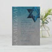 Bar Mitzvah Blauwgroen Blue Star van David Ombre Kaart (Staand voorkant)