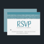 Bar Mitzvah Blauwgroen Zilver Tallit Script Modern RSVP Kaartje<br><div class="desc">Wees trots, blij en vier deze mijlpaal van je favoriete Bar Mitzvah met deze coole, unieke, moderne, gepersonaliseerde RSVP-invoegkaart voor je evenement! Vet, stoffig blauwgroen blauw, groen script typografie, Ster van David en een stoffige blauwgroen blauwe en zilveren glitter gestreept, geïnspireerde grafische bedekking met eenvoudige, witte achtergrond. Pas de douanetekst...</div>
