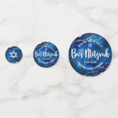Bar Mitzvah Blue Agate Galaxy Waterverf Script Confetti (Achterkanten)