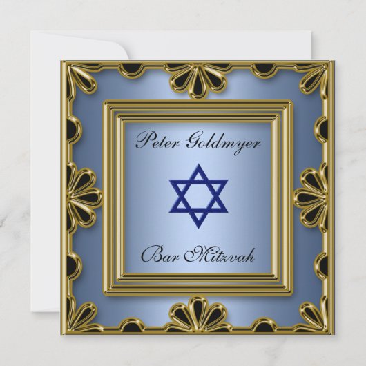 Bar Mitzvah Blue-ceremonie Kaart (Achterkant)