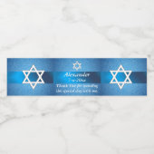Bar Mitzvah, Blue Denim, Star of David, Custom Waterfles Etiket (Enkel label)