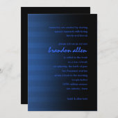 Bar Mitzvah Blue en Black Horizontal Stripe Kaart (Voorkant / Achterkant)