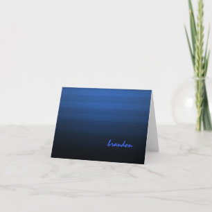 Bar Mitzvah Blue en Black Horizontal Stripe Notitiekaartje