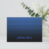 Bar Mitzvah Blue en Black Horizontal Stripe RSVP Kaartje (Staand voorkant)