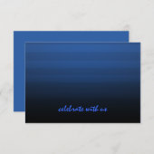 Bar Mitzvah Blue en Black Horizontal Stripe RSVP Kaartje (Voorkant / Achterkant)