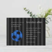 Bar Mitzvah Blue en Black Voetbal Kaart (Staand voorkant)