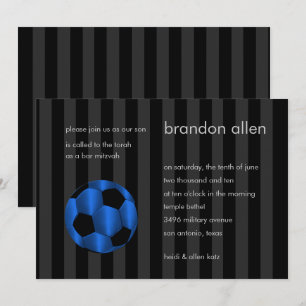 Bar Mitzvah Blue en Black Voetbal Kaart