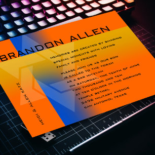 Bar Mitzvah Blue en geel op elke kleur Kaart