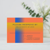 Bar Mitzvah Blue en Gold Contemsive RSVP (Staand voorkant)