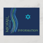 Bar Mitzvah Blue en Green Information Card Informatiekaartje (Voorkant)